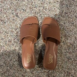 Franco Sarto Brown Leather Sandals Minimalist Design
